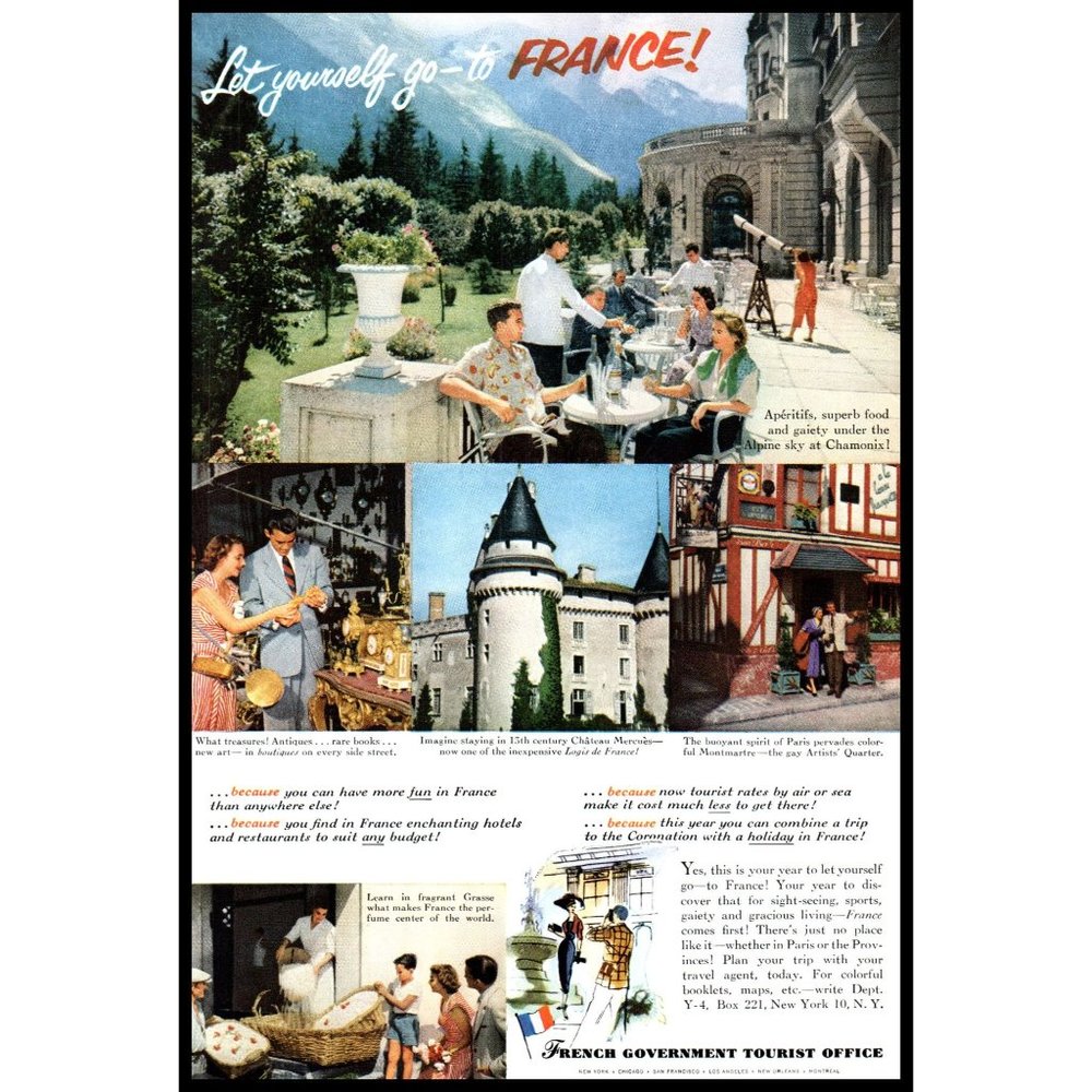 1953 Franch Vacation Travel Planner Vintage Print Ad Chamonix Alps Wall Art